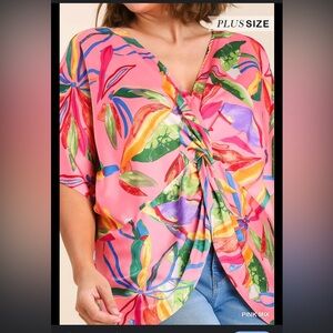 Umgee Floral Twist Front Top Size XL